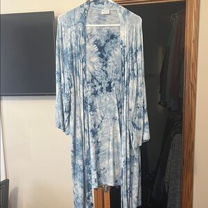 Blue Tie-Dye Kimono Cardigan bamboo